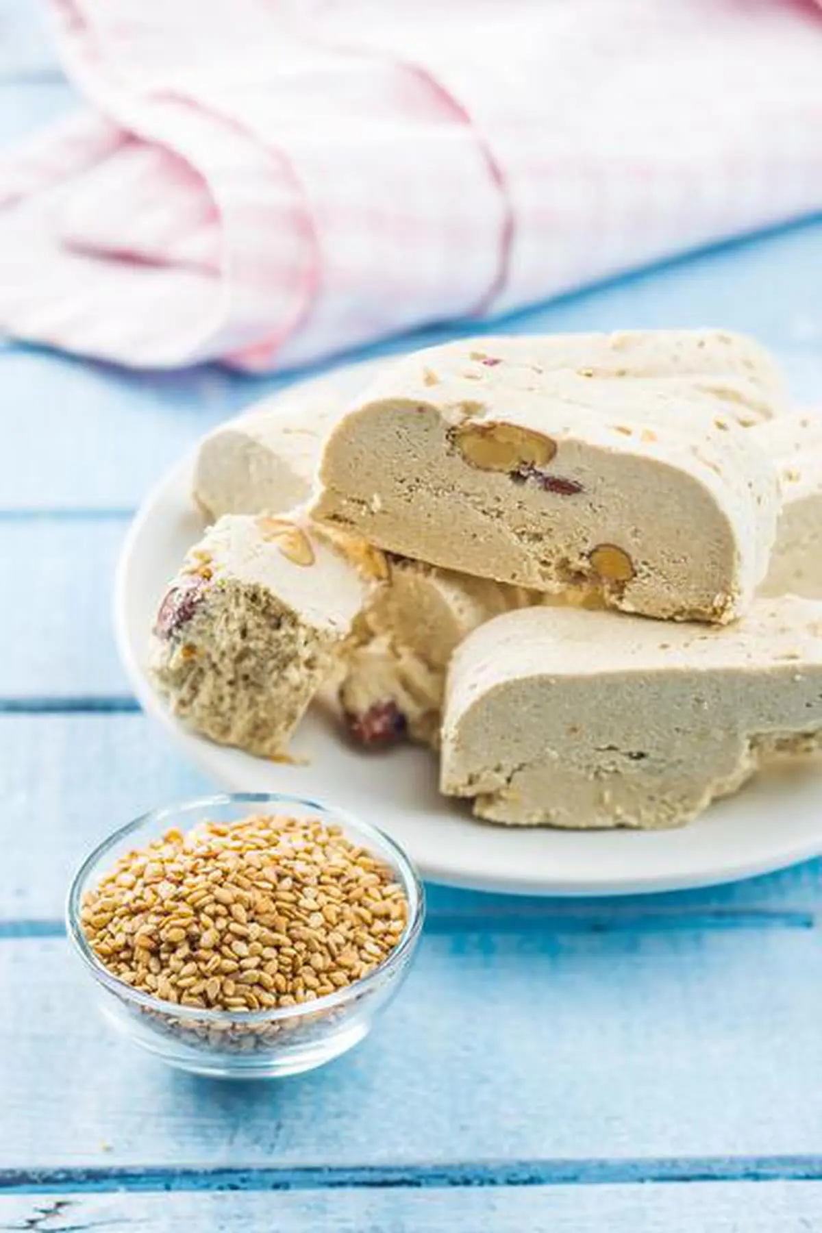 Dessert special: A sweet halva made with sesame seeds, almonds and honey 
