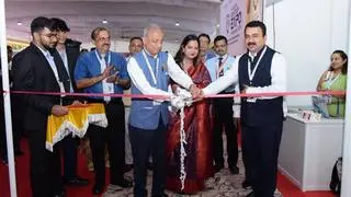 Lt Gen MD Venkatesh, Vice Chancellor of Manipal Academy of Higher Education, inaugurates Manipal Start-Up Expo 2025 in Manipal on Monday.