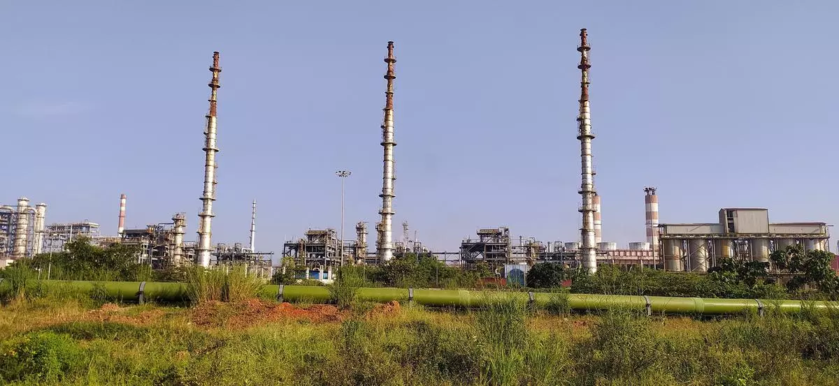A view of Mangalore Refinery and Petrochemicals Ltd., (MRPL) Complex off Mangaluru. 