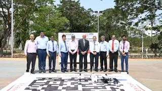 Members of MAHE are seen with the drone used for transporting oncopathological sample. Members of MAHE are seen with the drone used for transporting oncopathological sample.