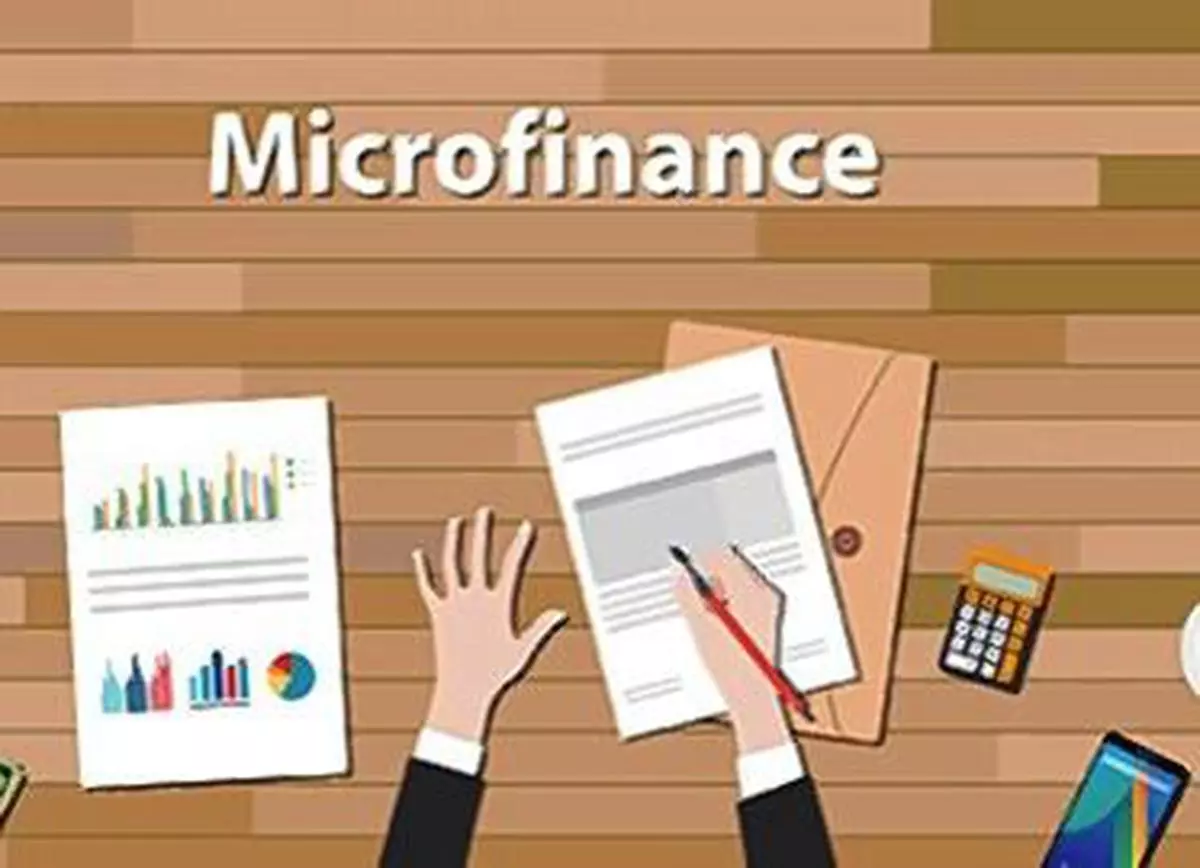 microfinance person work in his table on some paper document with graph and chart vector graphic illustration