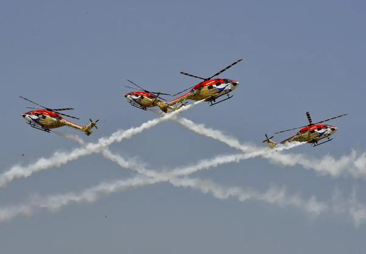  A file photo of Sarang performing at a Aero India show at the Air Force station, Yelahanka in Bengaluru.
