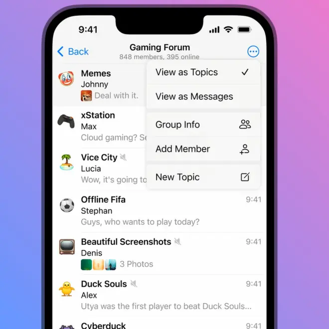 Topics in groups feature on Telegram Topics in groups feature on Telegram
