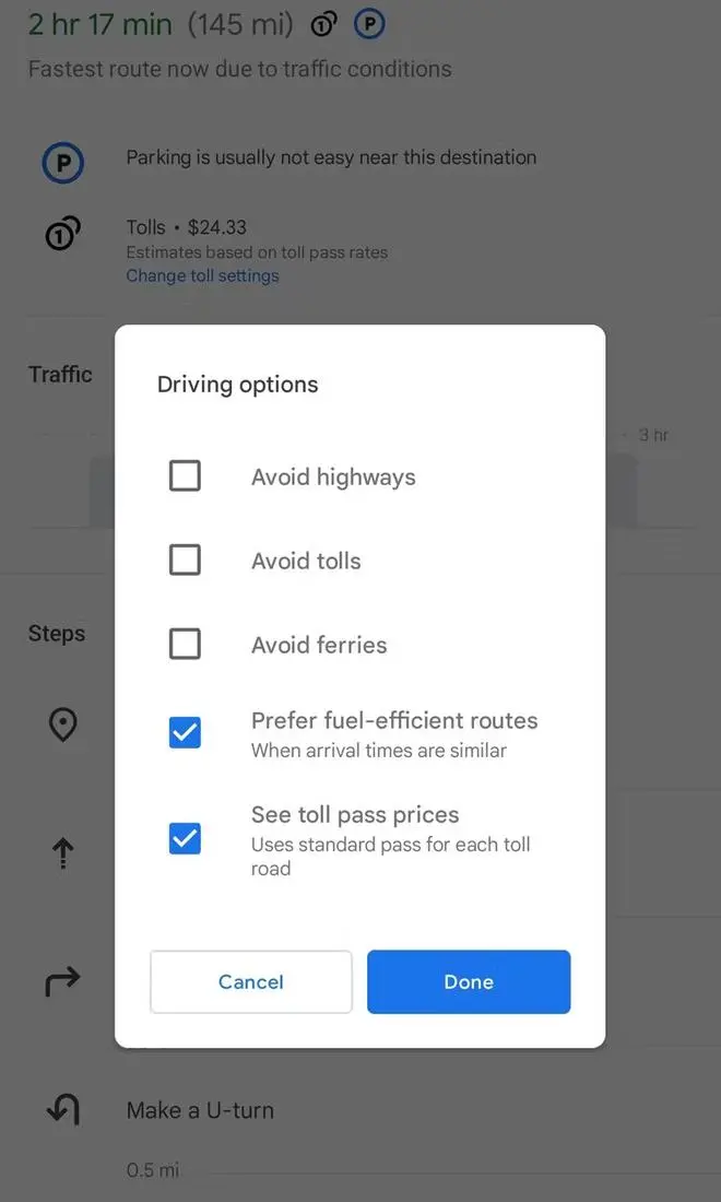 Select ‘see toll pass prices’ on Google Maps Select ‘see toll pass prices’ on Google Maps