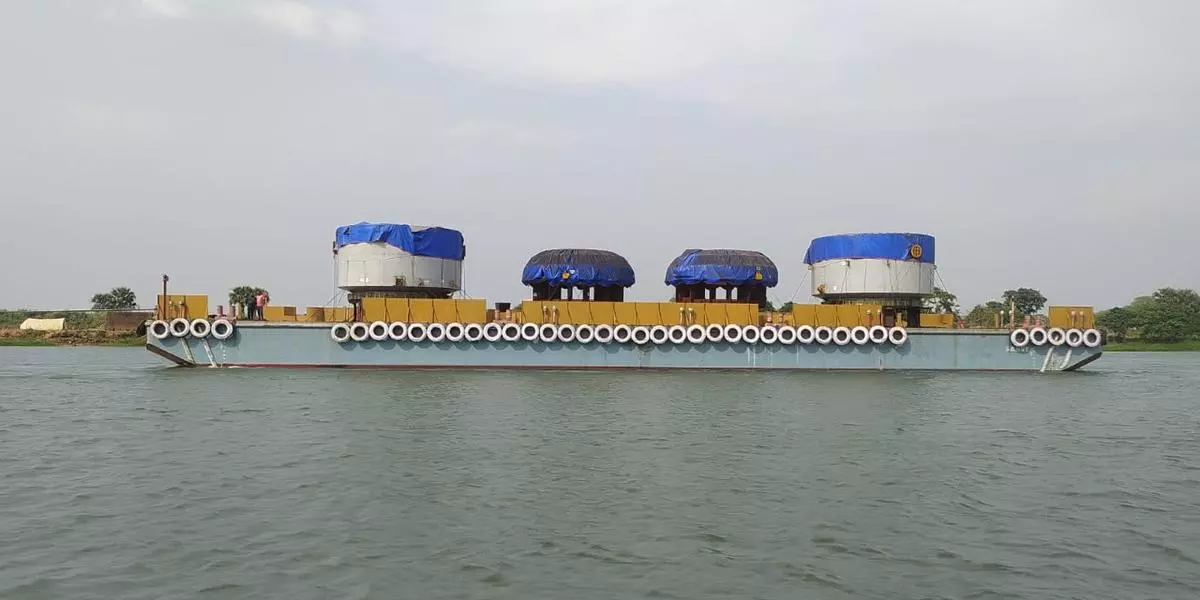  Tata Steel’s consignment loaded on a barge travelling up the Luna River