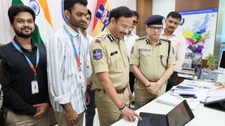 Hyderabad Police Commissioner V C Sajjanar launching an AI-CopWriter in Hyderabad on Saturday