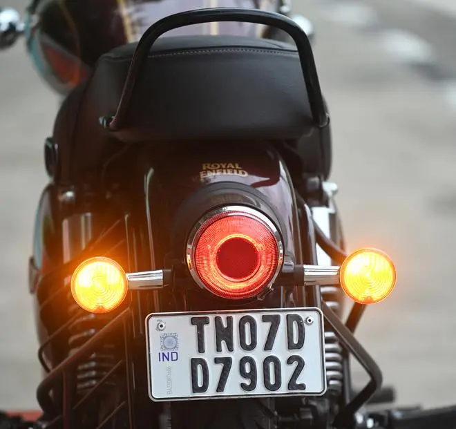 The tail lamp and turn indicators are also shared with the Classic 350 with some minor changes The tail lamp and turn indicators are also shared with the Classic 350 with some minor changes