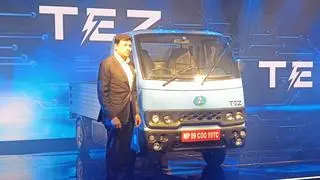 Vivek Lohia, Managing Director, Jupiter Group, at the launch of electric small truck JEM Tez in Indore.