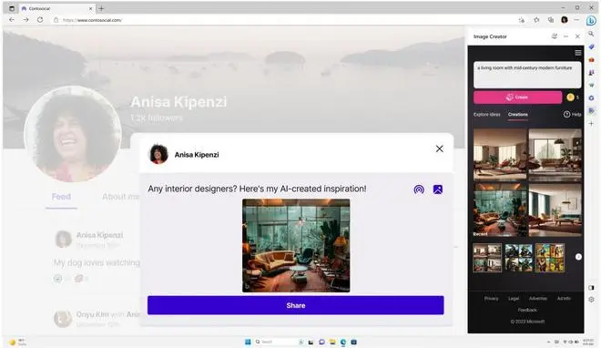 Bing Image Creator preview in Microsoft Edge Bing Image Creator preview in Microsoft Edge