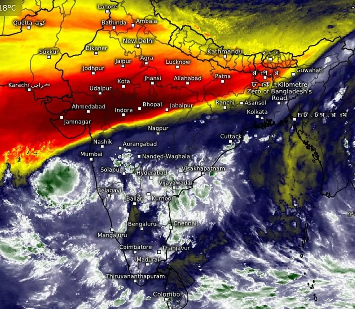 Dry air and cloudless skies prevail over entire Gujarat, half of Madhya Pradesh and Chhattisgarh, entire Jharkhand and Bihar as the line of withdrawal of the South-West monsoon readies to enter the southern half of the country.