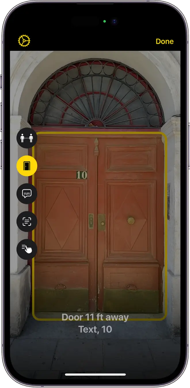The Door Detection feature on the iPhone. The Door Detection feature on the iPhone.