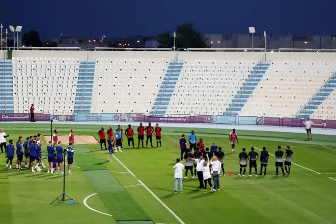 FIFA World Cup Qatar 2022: England team hold a welcome event with migrant workers from the Workers’ Cup - Al Wakrah SC Stadium, Al Wakrah, Qatar 