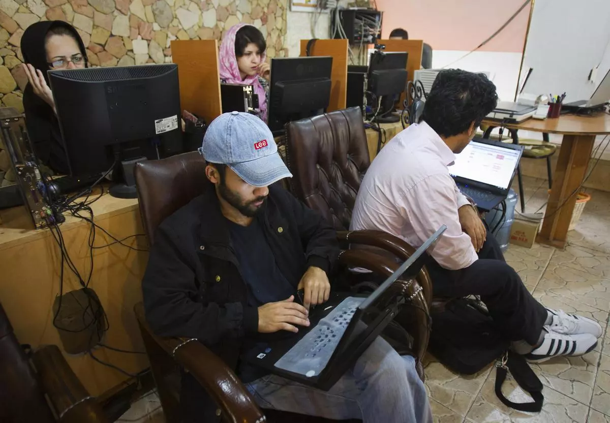 File image of an internet cafe in Tehran. Iranians are using online media such as Twitter to document ongoing protests against the country’s morality police
