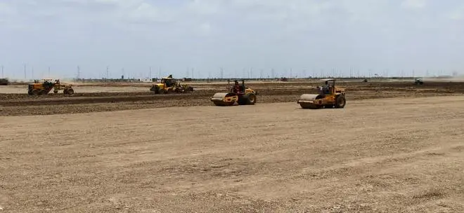 Heavy machinery work being carried out at the Dholera site Heavy machinery work being carried out at the Dholera site