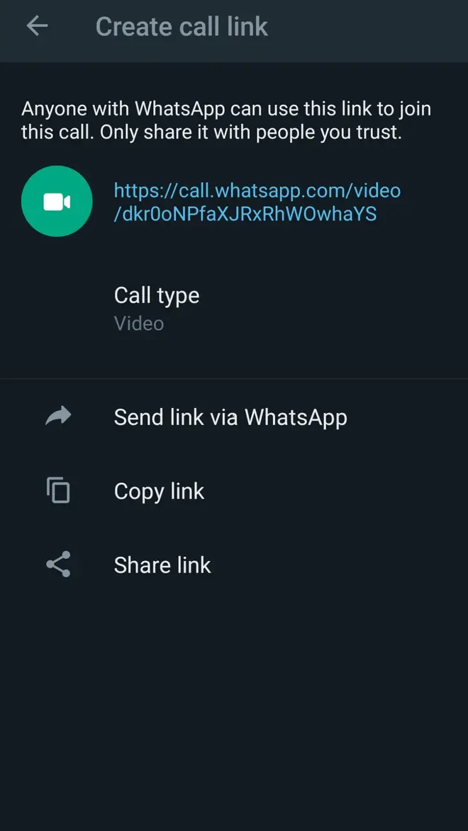 WhatsApp call link feature WhatsApp call link feature