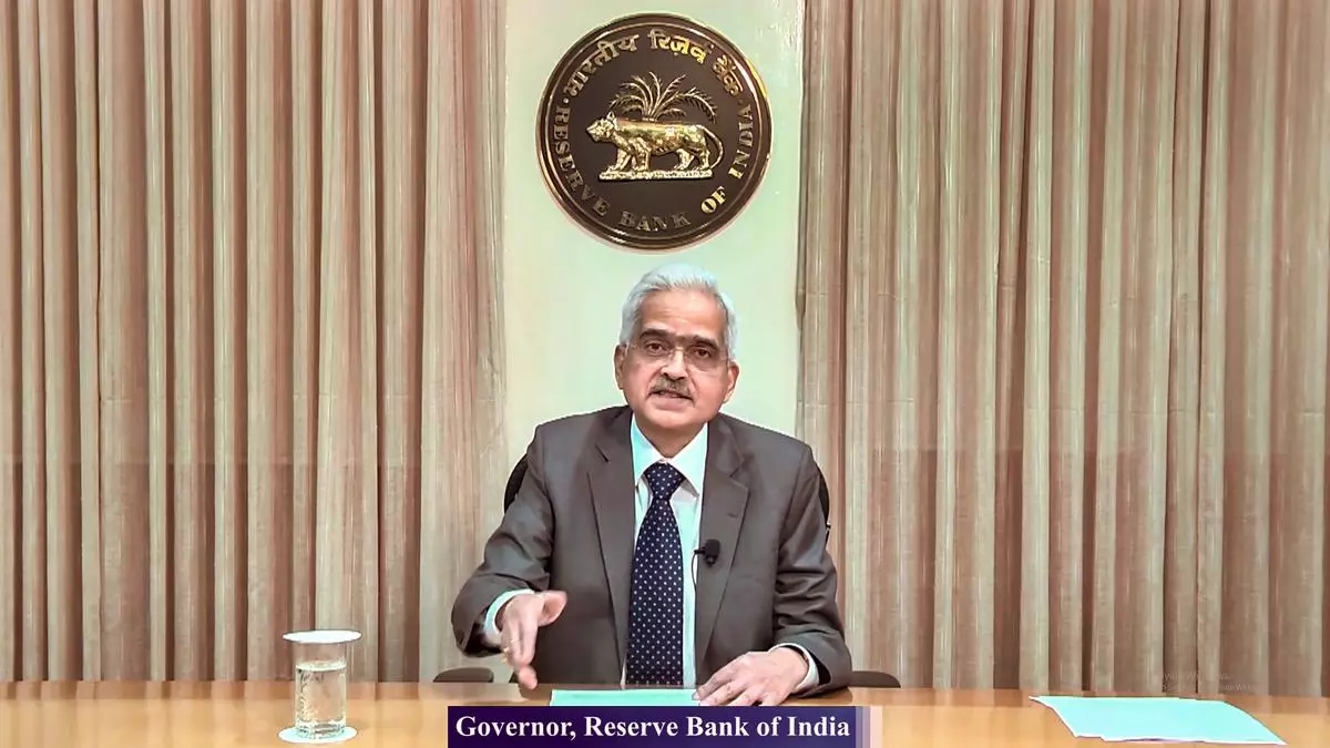 RBI Governor Shaktikanta Das delivers a statement over video on Wednesday