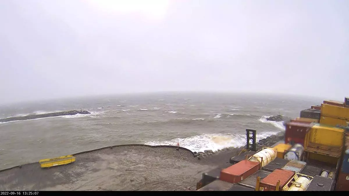 This image provided by the Alaska Ocean Observing System National Oceanic and Atmospheric Administration shows a view from a web cam in Nome, Alaska, Friday, Sept. 16, 2022. 