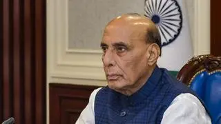 Defence Minister Rajnath Singh during the second edition of Indian Navy’s biannual Commanders’ Conference 2025, in New Delhi