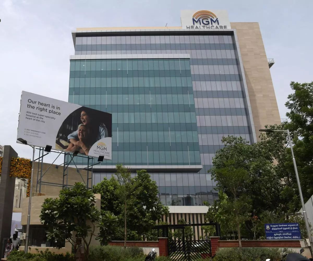 View of the MGM Health Care - super-speciality hospital at Nelson Manickam Road in Aminjikarai