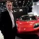 Tesla Motors Inc. CEO and Chairman Elon Musk in front of the Tesla Roadster electric vehicle 