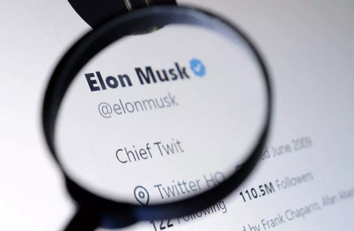 FILE PHOTO: Elon Musk’s Twitter account is seen through a magnifier in this illustration taken October 28, 2022. 