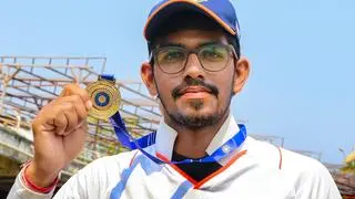 Vidarbha’s Yash Rathod poses for photos after he was named ‘Player of the Match’ at the end of the Ranji Trophy semi-final cricket match between Vidarbha and Madhya Pradesh, in Nagpur on Wednesday (file photo) Vidarbha’s Yash Rathod poses for photos after he was named ‘Player of the Match’ at the end of the Ranji Trophy semi-final cricket match between Vidarbha and Madhya Pradesh, in Nagpur on Wednesday (file photo)