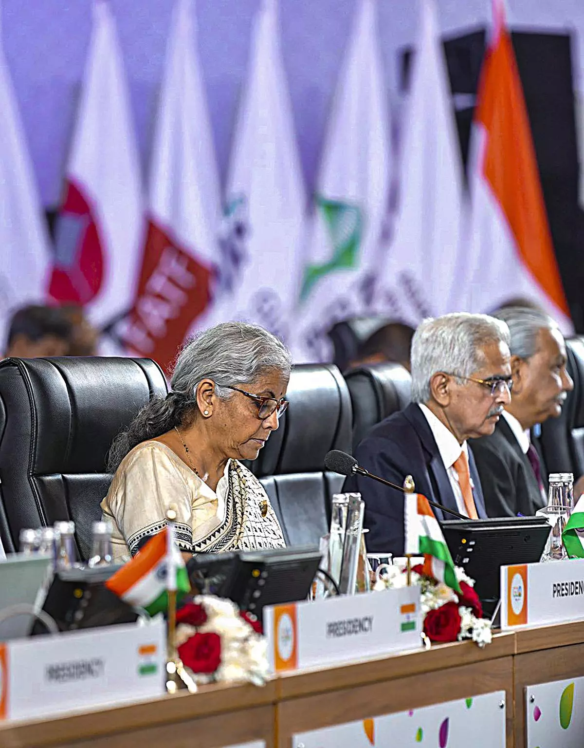 Union Finance Minister Nirmala Sitharaman with Reserve Bank of India Governor Shaktikanta Das during the 1st G20 Finance Ministers and Central Bank Governors meeting, in Bengaluru, Friday, February 24