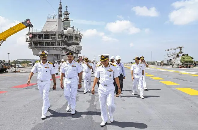 Indian Navy personnel taking delivery of the Indigenous Aircraft Carrier ‘Vikrant’ from Cochin Shipyard Limited Indian Navy personnel taking delivery of the Indigenous Aircraft Carrier ‘Vikrant’ from Cochin Shipyard Limited