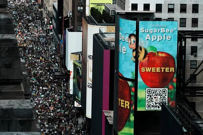 Demonstrators attend a 'No Kings' protest against U.S. President Donald Trump's administration policies, in New York City, New York, U.S., March 28, 2026.