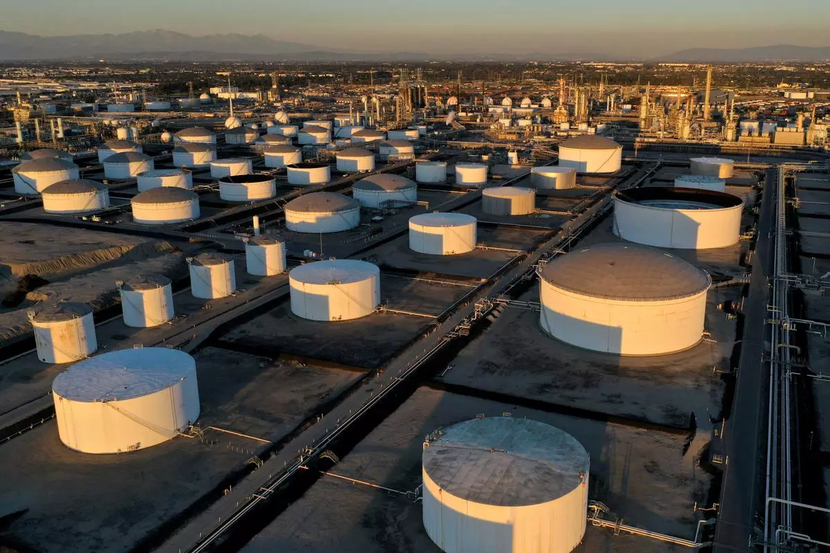 Storage tanks at a petroleum refinery in Carson, Los Angeles, California (file image)