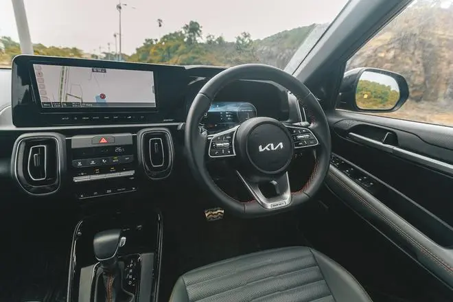 The cabin, similar in design to the pre-facelift car, gets a 10.25-inch screen duo, one is the instrument console while the other is a touchscreen The cabin, similar in design to the pre-facelift car, gets a 10.25-inch screen duo, one is the instrument console while the other is a touchscreen