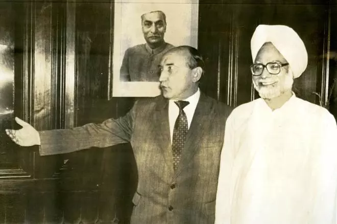 Deputy Prime Minister of Russian Federation Y.F. Yarov with Prime Minister Manmohan Singh in New Delhi on June 03, 1994.