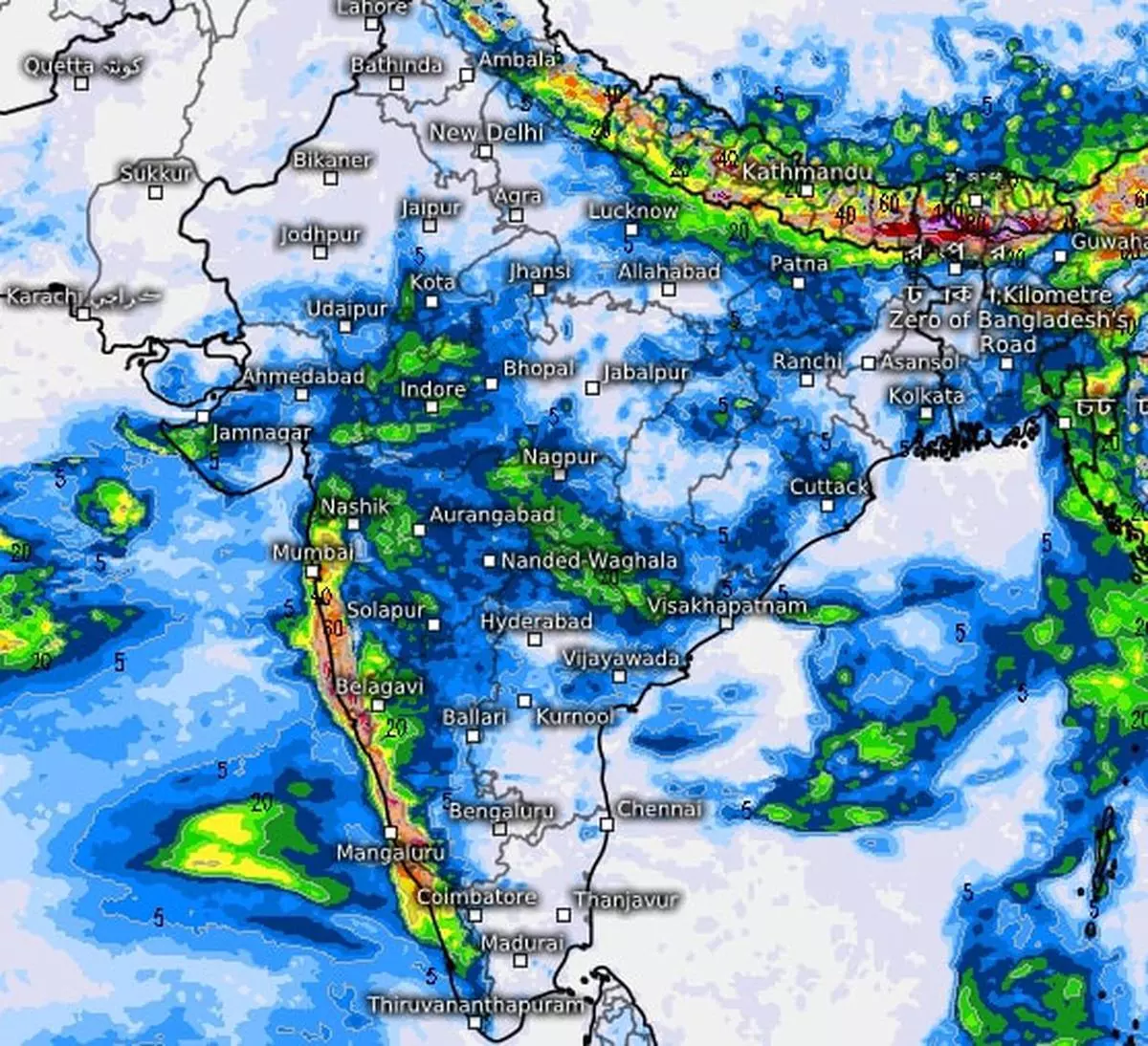 The UK Met Office has predicted rain may spread out over western parts of Central and North Peninsular India and heavier rain along the West Coast into Tuesday as a fresh spell unfolds over the regions.