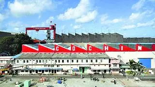  A view of Cochin Shipyard Ltd (CSL),  the largest shipbuilding and maintenance facility in India