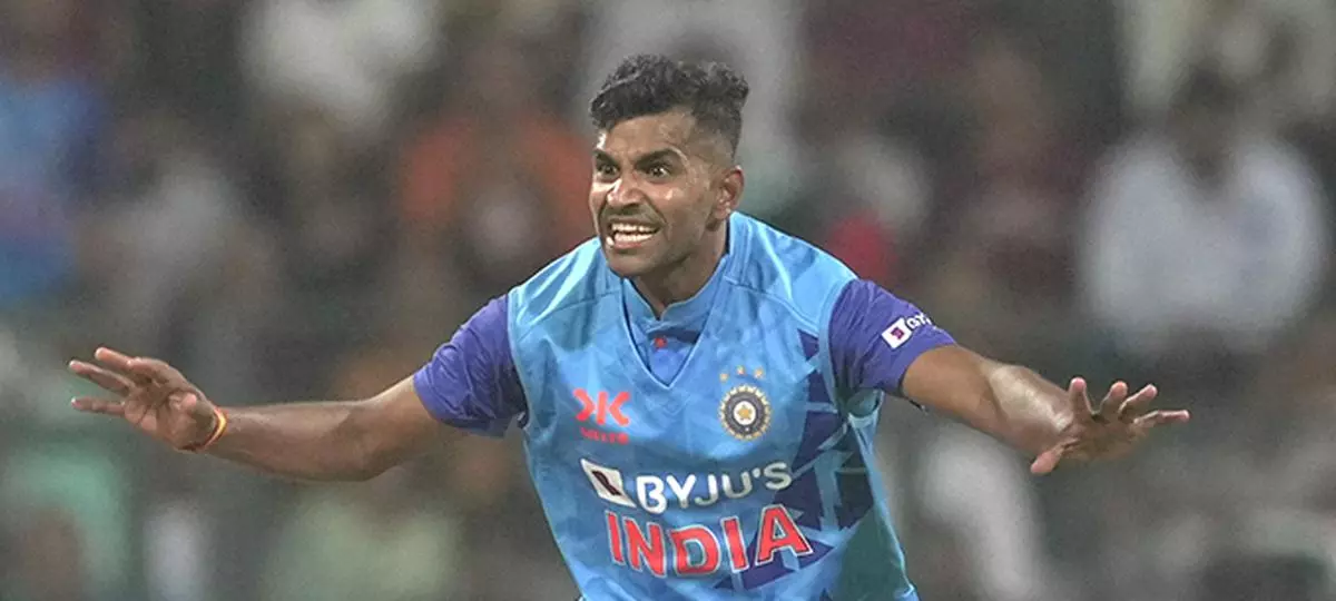 Indian player Shivam Mavi in action during the T20 cricket match between India and Sri Lanka at Wankhede Stadium, in Mumbai, Tuesday, Jan. 3, 2023. - PTI