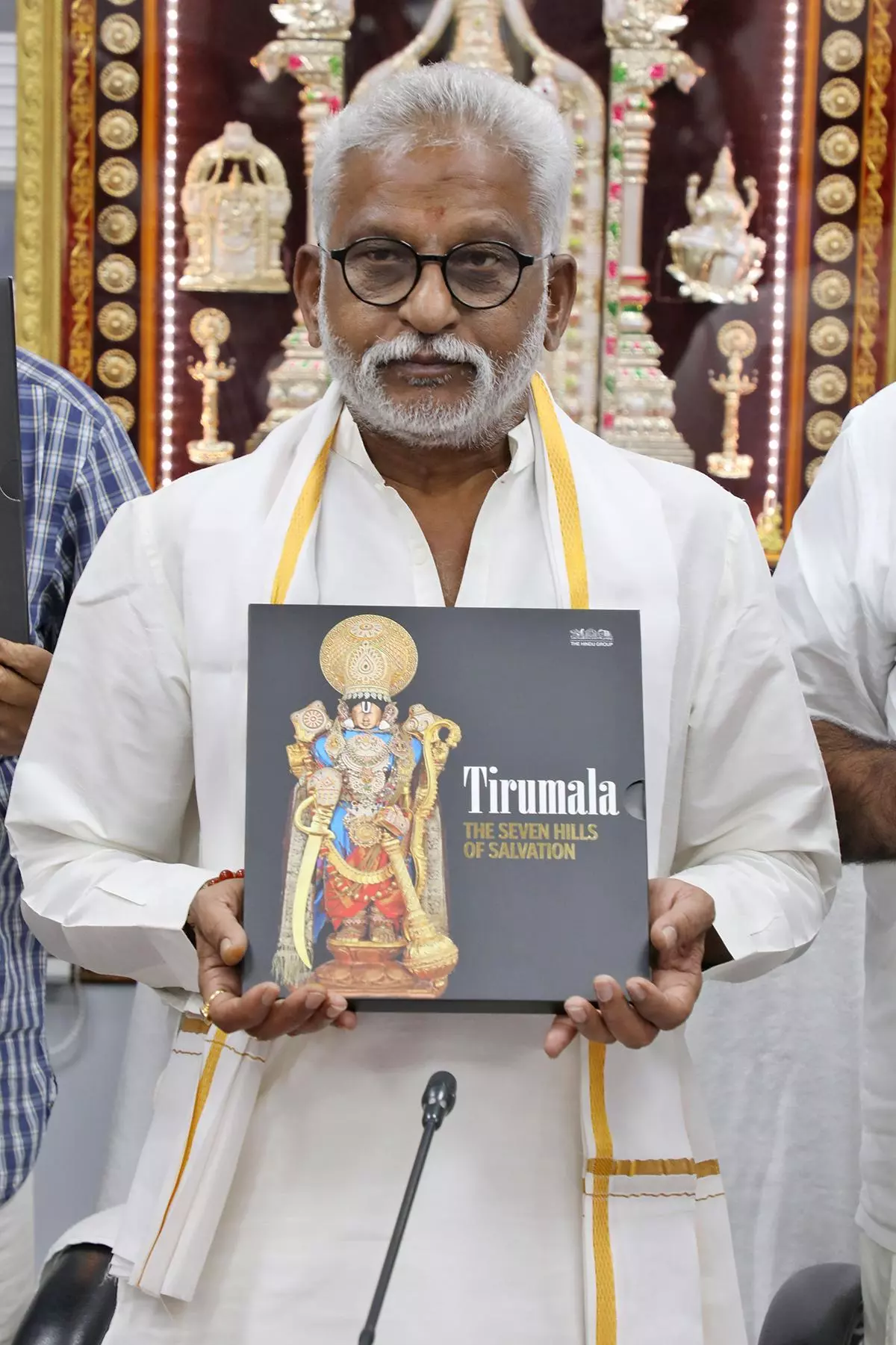 TTD  Trust board Chairman YV Subba Reddy releases the coffee table book brought out by the Special Publications Divisions of The Hindu in Tirumala, on Monday 