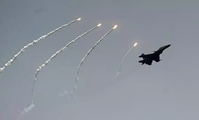 The IAF final rehearsal over the Marina beach on Friday, as they get ready for the show in Chennai on Sunday