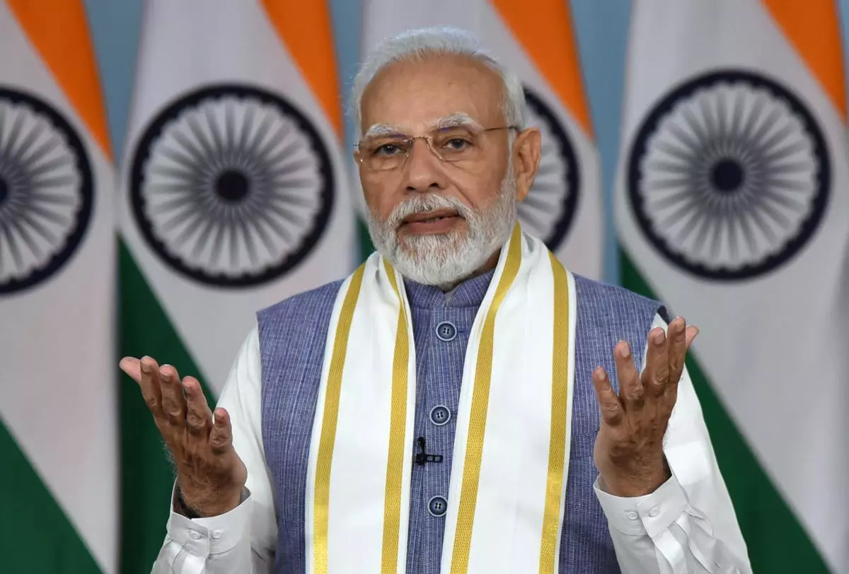 File Photo: Prime Minister Narendra Modi virtually addresses the Bengaluru Tech Summit 2022.