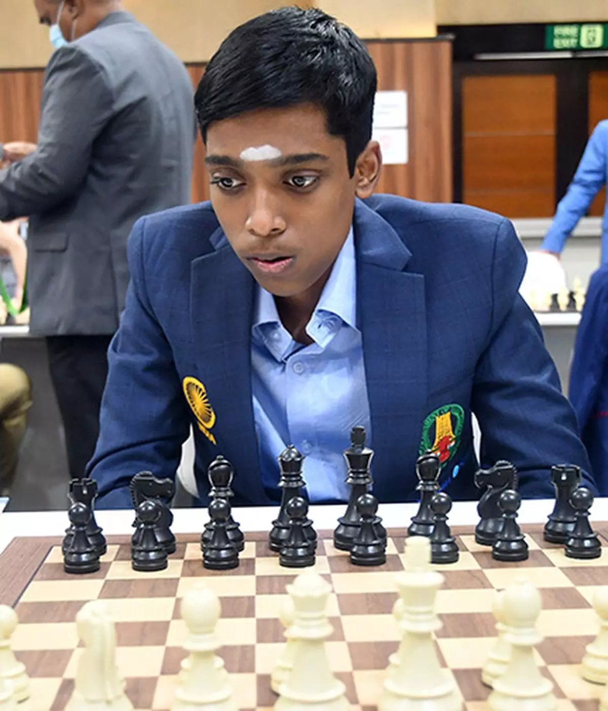 A file photo of the Indian GM Praggnanandhaa playing at the 44th Chess Olympiad held at Chennai. 