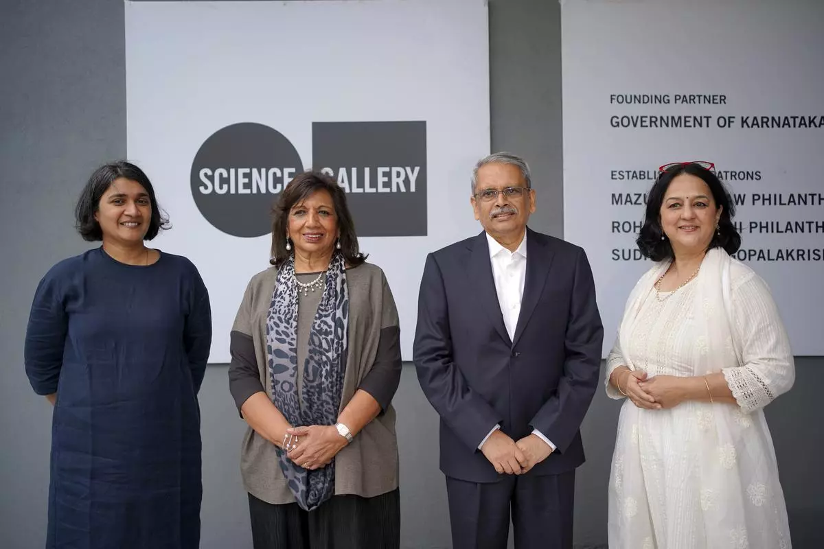 L-R Jahnavi Phalkey, Kiran Mazumdar-Shaw, Kris Gopalakrishnan, Rohini Nilekani.