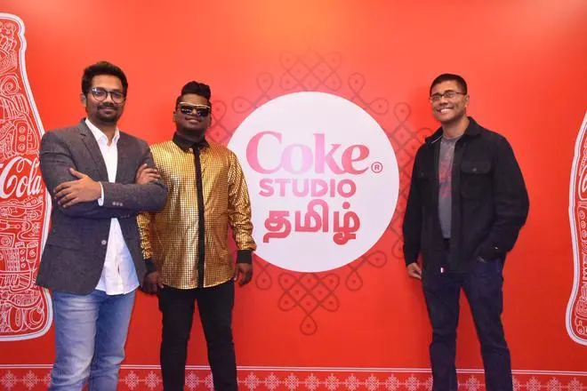 Coke Studio Tamil Season 1 curators (from left) Sean Ronald, Arivu with Arnab Roy, Vice-President, Marketing, Coca-Cola India and South West Asia Coke Studio Tamil Season 1 curators (from left) Sean Ronald, Arivu with Arnab Roy, Vice-President, Marketing, Coca-Cola India and South West Asia