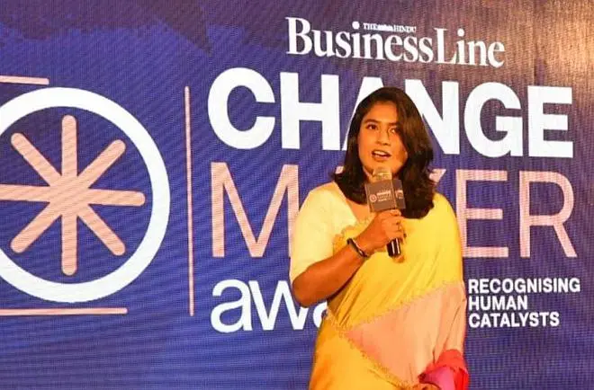 Cricketer Mithali Raj, who has received the Iconic Changemaker award, is seen speaking at the BL Changemakers award function held in New Delhi, on Friday, September 9, 2022. Cricketer Mithali Raj, who has received the Iconic Changemaker award, is seen speaking at the BL Changemakers award function held in New Delhi, on Friday, September 9, 2022.