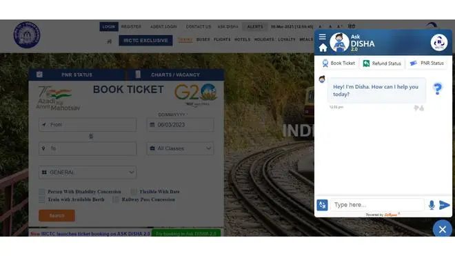 Ask DISHA 2.0 on IRCTC website Ask DISHA 2.0 on IRCTC website