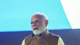 Prime Minister Narendra Modi addresses a gathering during International Air Transport Association’s 81st Annual General Meeting, in New Delhi. 