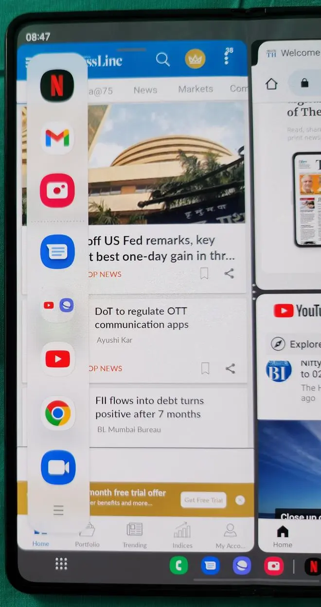 The Taskbar on the left, from where you can access apps to multitask with The Taskbar on the left, from where you can access apps to multitask with