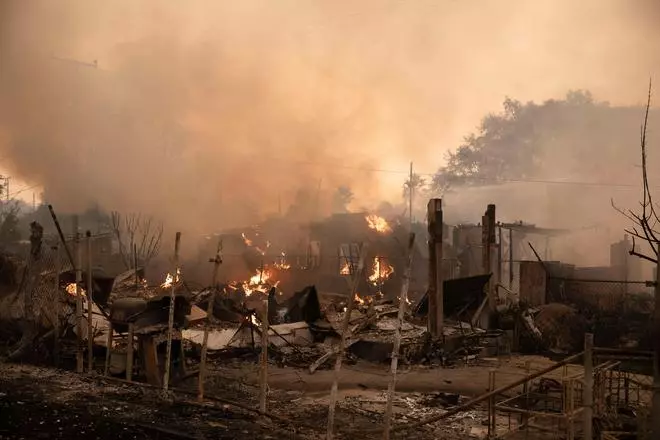 A view as wildfires swept through Altadena, California, U.S. January 8, 2025. 