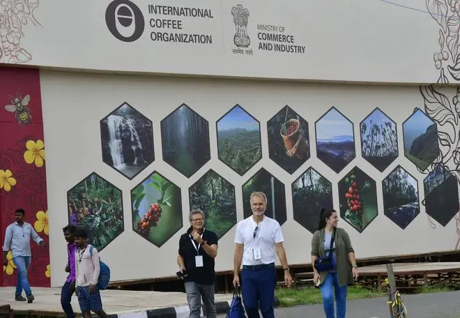 The preparation for 5th World Coffee Conference 2023, underway at Bangalore Palace ground, in Bengaluru on September 23, 2023. The 4-day event of the WCC 2023 scheduled from September 25 - 28, 2023, bring together around 2000 delegates, leaders and decision-makers from over 80 countries, grand podium to discuss, debate, and collaborate on building a sustainable coffee industry, from bean to cup. The event with B2B exhibition, skill-building workshops, a Global CEO conclave, and networking activities. WCC2023 will provide the much-needed scope of opportunities to entrepreneurs, Retailers or Cafe-business owners looking forward to sourcing high-quality coffee beans, or Business leaders looking for investment opportunities. The preparation for 5th World Coffee Conference 2023, underway at Bangalore Palace ground, in Bengaluru on September 23, 2023. The 4-day event of the WCC 2023 scheduled from September 25 - 28, 2023, bring together around 2000 delegates, leaders and decision-makers from over 80 countries, grand podium to discuss, debate, and collaborate on building a sustainable coffee industry, from bean to cup. The event with B2B exhibition, skill-building workshops, a Global CEO conclave, and networking activities. WCC2023 will provide the much-needed scope of opportunities to entrepreneurs, Retailers or Cafe-business owners looking forward to sourcing high-quality coffee beans, or Business leaders looking for investment opportunities.