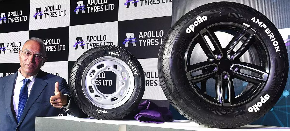 Satish Sharma,President, Asia Pacific, Middle East and Africa, Apollo Tyres,during the launch of the EV tyres for passenger cars and two wheelers in New Delhi on Monday