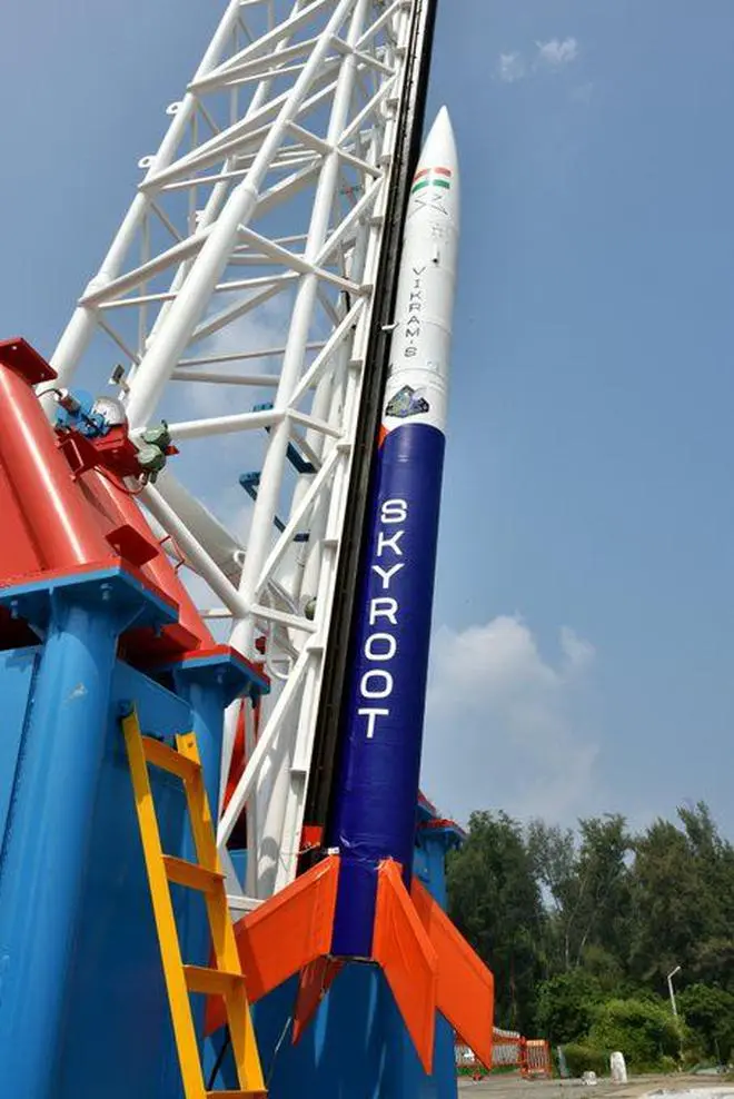 Vikram-S rocket integrated to the launcher. Vikram-S rocket integrated to the launcher.
