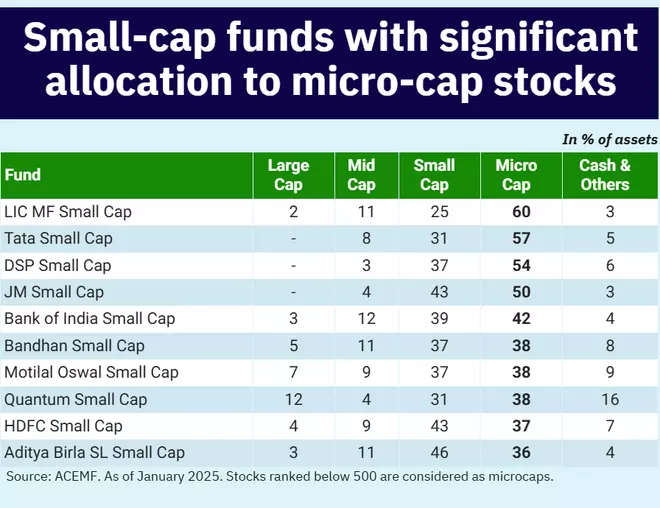 Small-cap mutual funds with significant allocation to micro-cap stocks